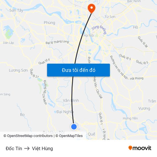 Đốc Tín to Việt Hùng map