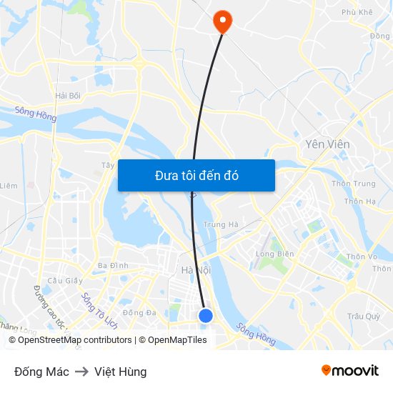 Đống Mác to Việt Hùng map