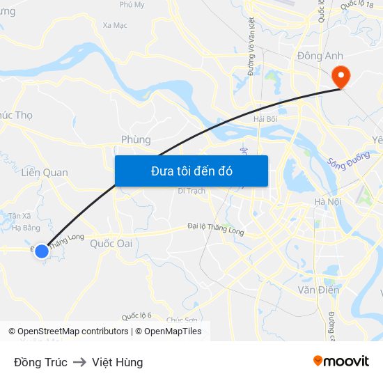 Đồng Trúc to Việt Hùng map