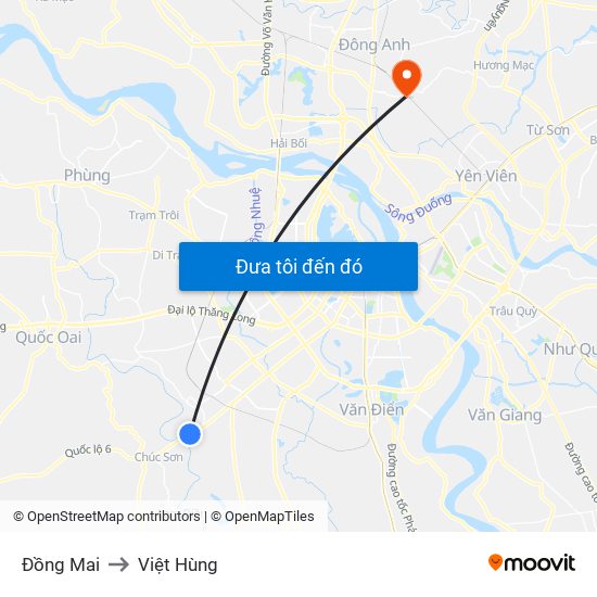 Đồng Mai to Việt Hùng map