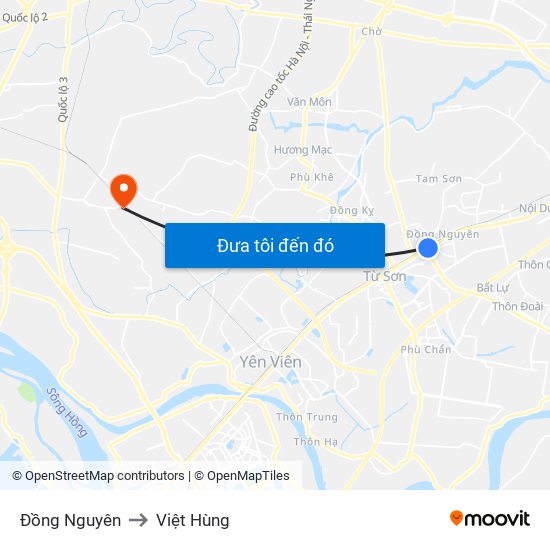 Đồng Nguyên to Việt Hùng map