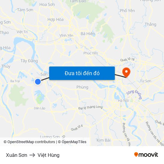 Xuân Sơn to Việt Hùng map
