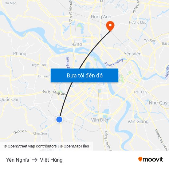 Yên Nghĩa to Việt Hùng map