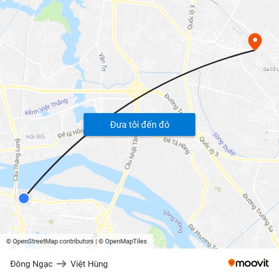 Đông Ngạc to Việt Hùng map