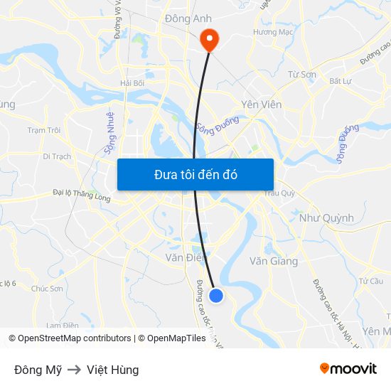 Đông Mỹ to Việt Hùng map