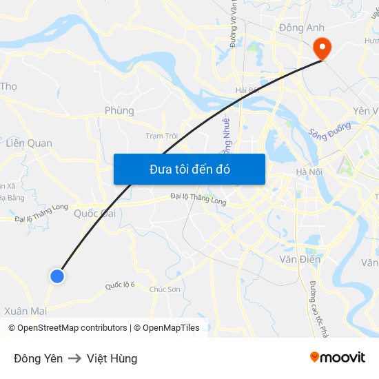 Đông Yên to Việt Hùng map