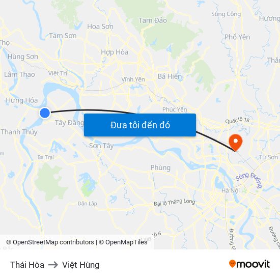 Thái Hòa to Việt Hùng map
