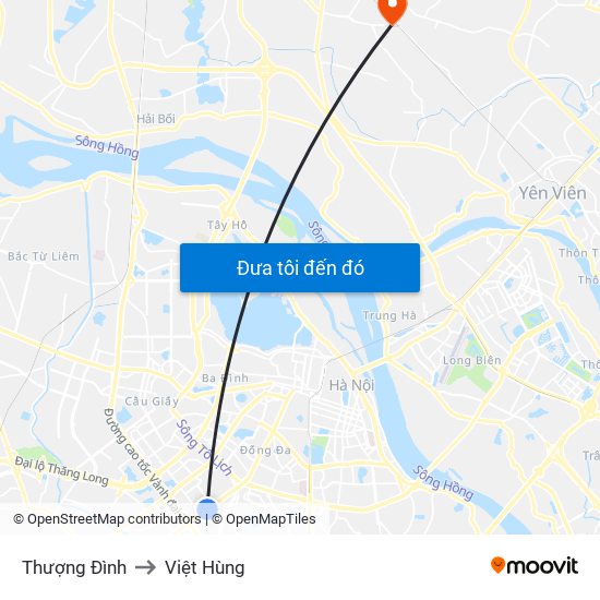 Thượng Đình to Việt Hùng map