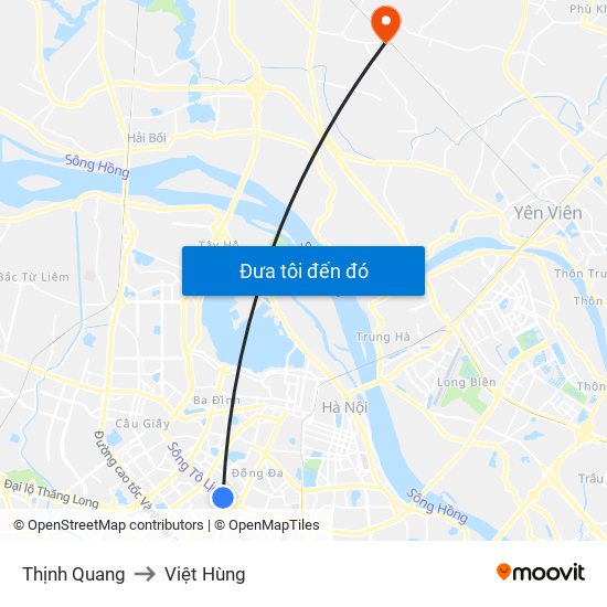 Thịnh Quang to Việt Hùng map
