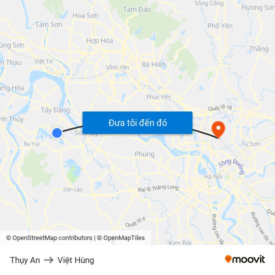 Thụy An to Việt Hùng map