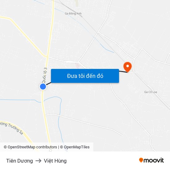 Tiên Dương to Việt Hùng map