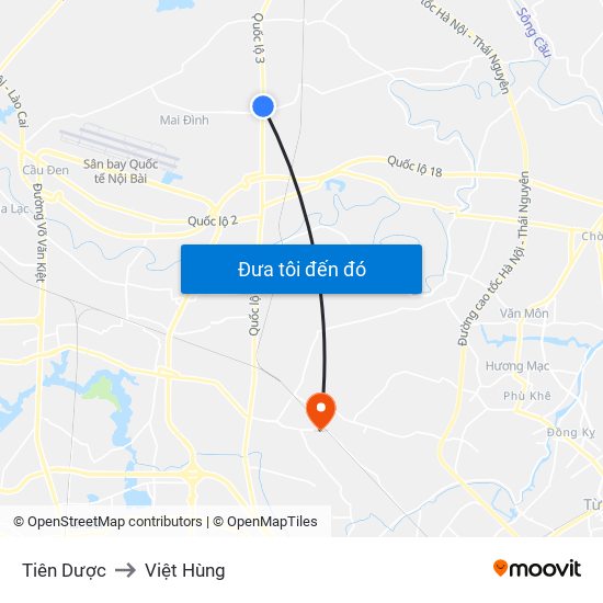 Tiên Dược to Việt Hùng map