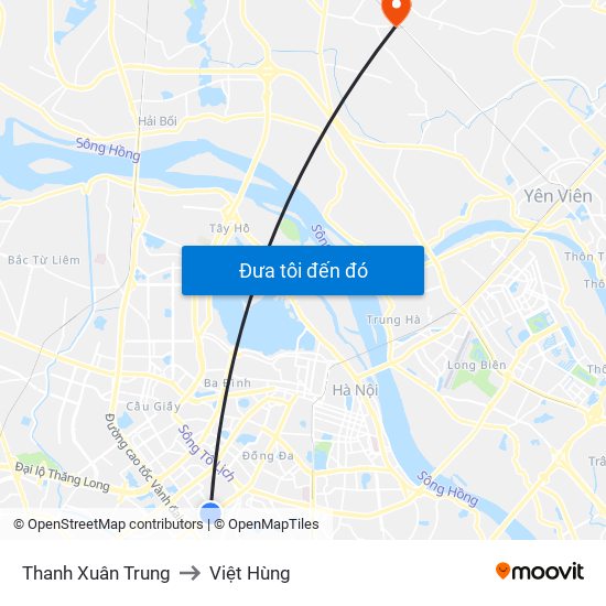 Thanh Xuân Trung to Việt Hùng map