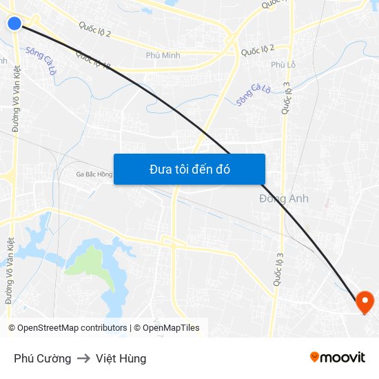 Phú Cường to Việt Hùng map