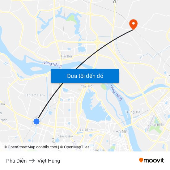 Phú Diễn to Việt Hùng map