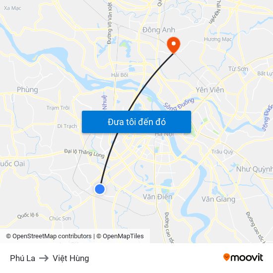 Phú La to Việt Hùng map