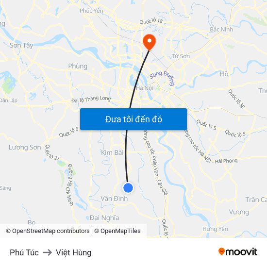 Phú Túc to Việt Hùng map
