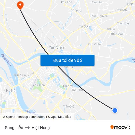 Song Liễu to Việt Hùng map