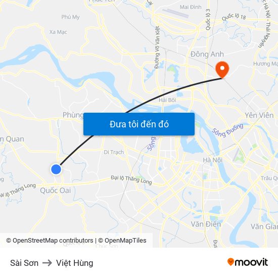 Sài Sơn to Việt Hùng map