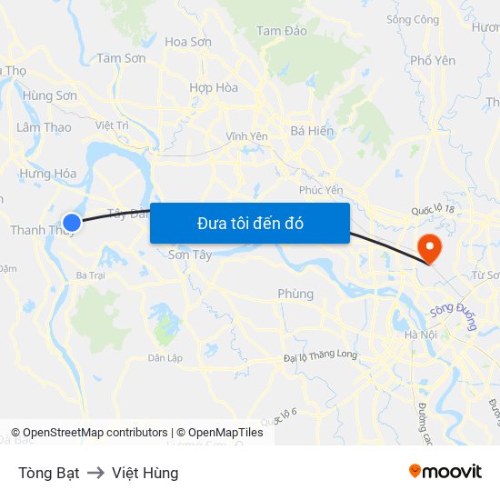 Tòng Bạt to Việt Hùng map