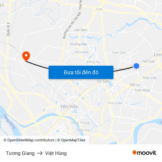 Tương Giang to Việt Hùng map