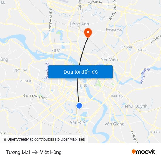 Tương Mai to Việt Hùng map