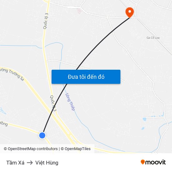 Tầm Xá to Việt Hùng map