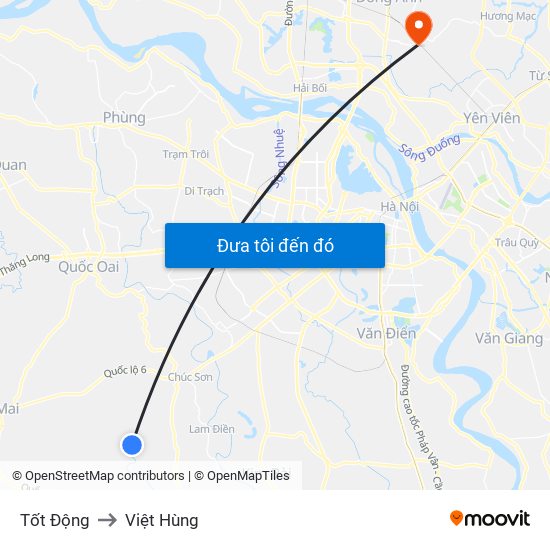 Tốt Động to Việt Hùng map