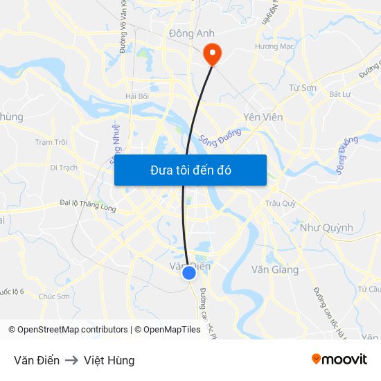 Văn Điển to Việt Hùng map