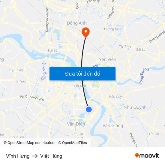 Vĩnh Hưng to Việt Hùng map