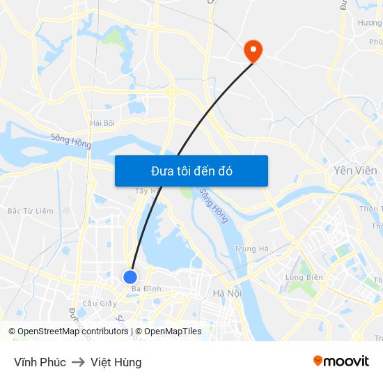 Vĩnh Phúc to Việt Hùng map