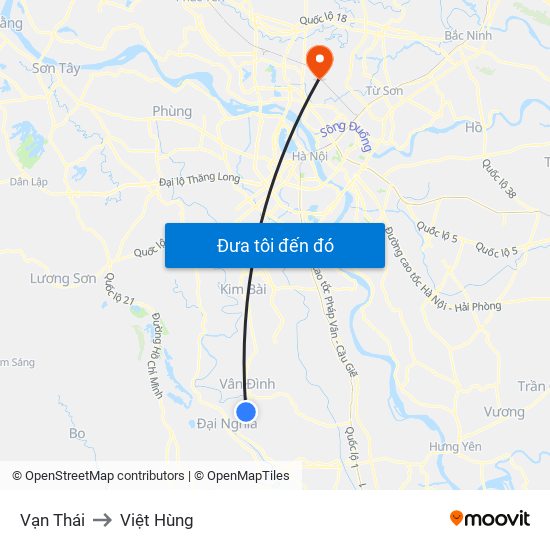 Vạn Thái to Việt Hùng map