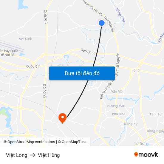 Việt Long to Việt Hùng map