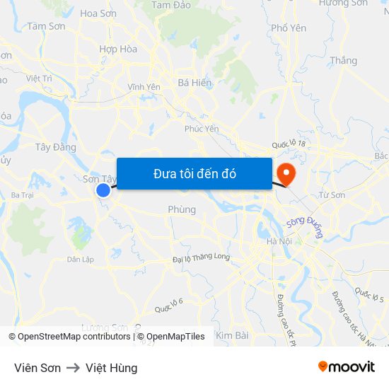 Viên Sơn to Việt Hùng map