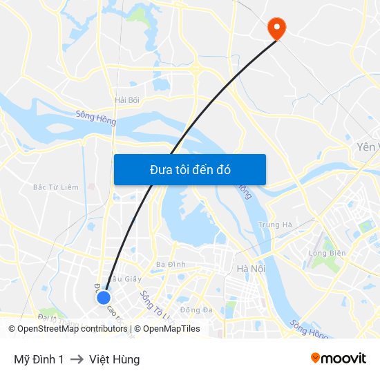 Mỹ Đình 1 to Việt Hùng map