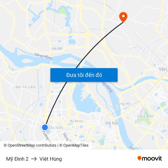 Mỹ Đình 2 to Việt Hùng map
