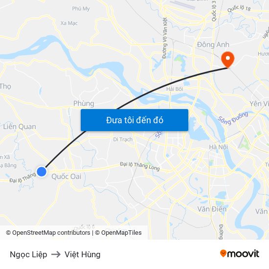 Ngọc Liệp to Việt Hùng map