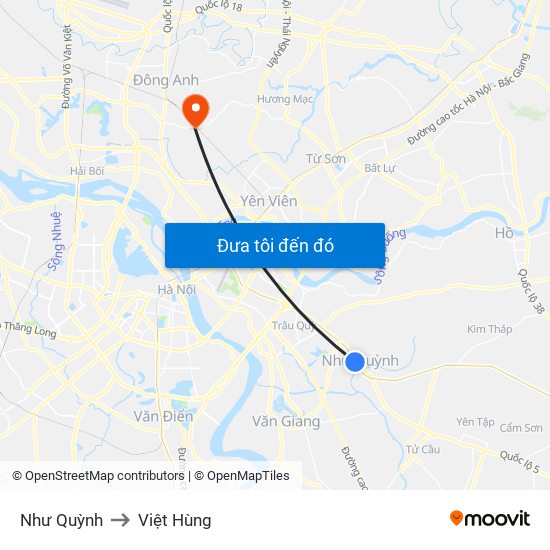 Như Quỳnh to Việt Hùng map