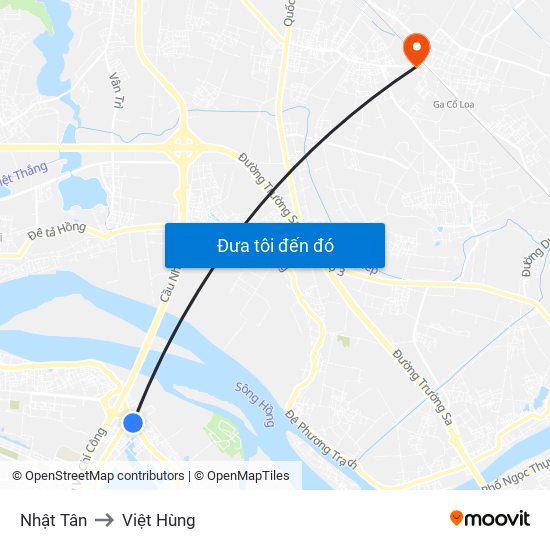 Nhật Tân to Việt Hùng map