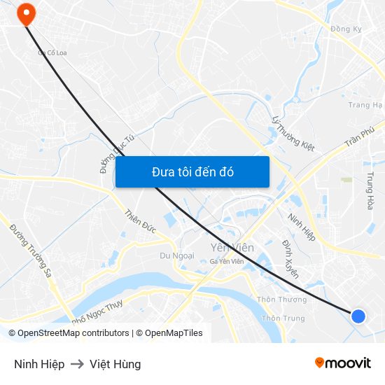 Ninh Hiệp to Việt Hùng map