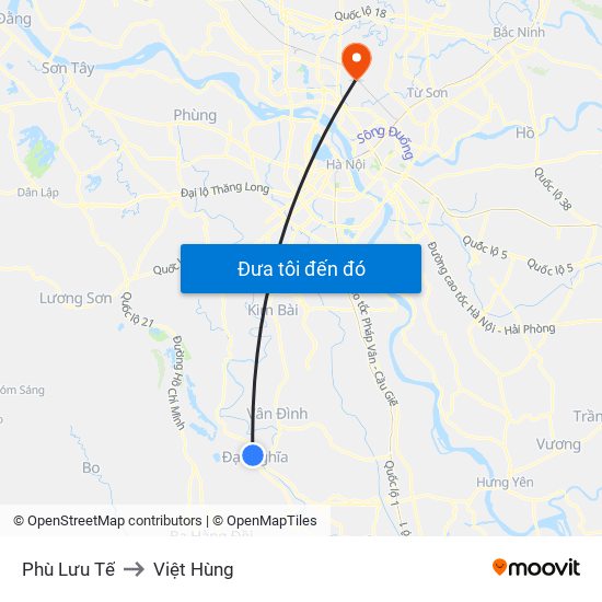 Phù Lưu Tế to Việt Hùng map