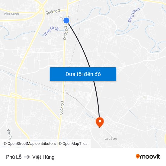 Phù Lỗ to Việt Hùng map