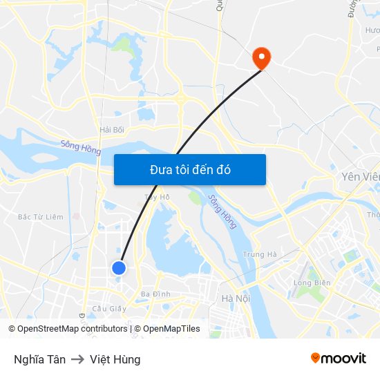 Nghĩa Tân to Việt Hùng map