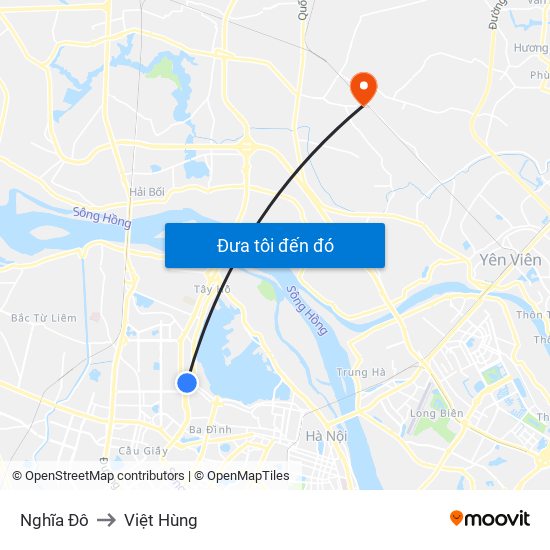 Nghĩa Đô to Việt Hùng map