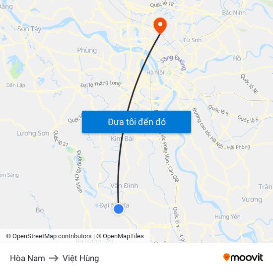 Hòa Nam to Việt Hùng map