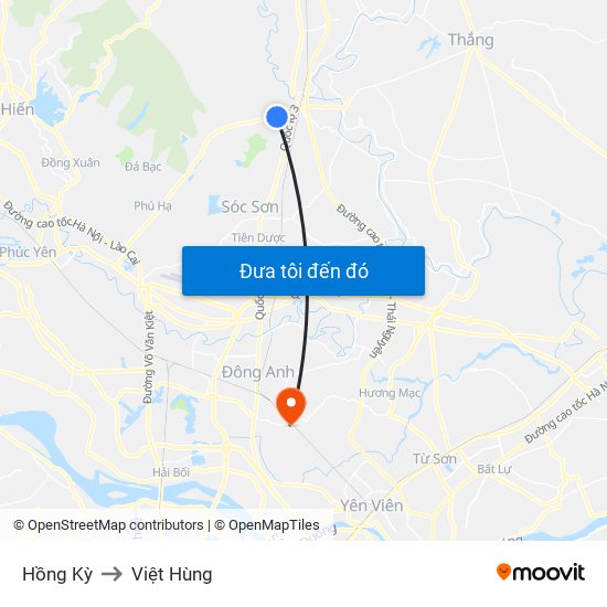 Hồng Kỳ to Việt Hùng map