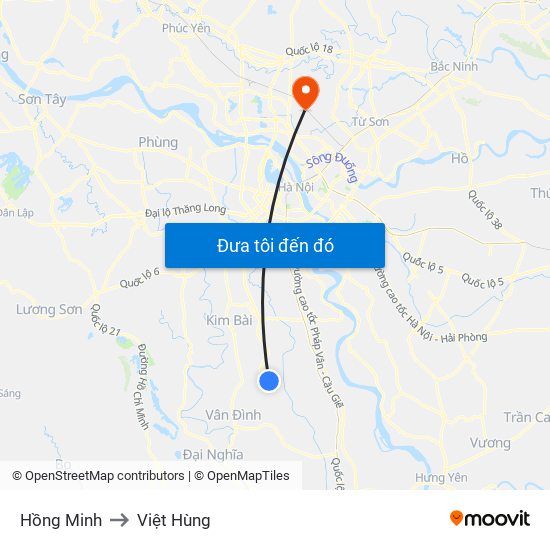 Hồng Minh to Việt Hùng map