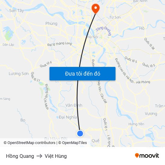 Hồng Quang to Việt Hùng map