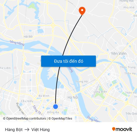 Hàng Bột to Việt Hùng map