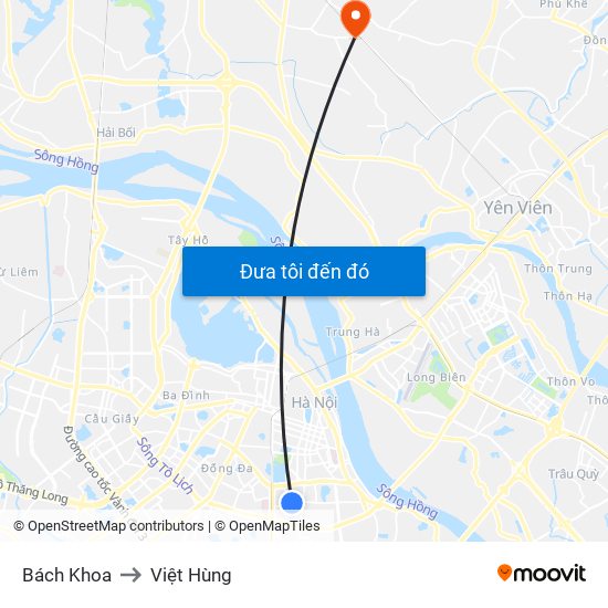 Bách Khoa to Việt Hùng map